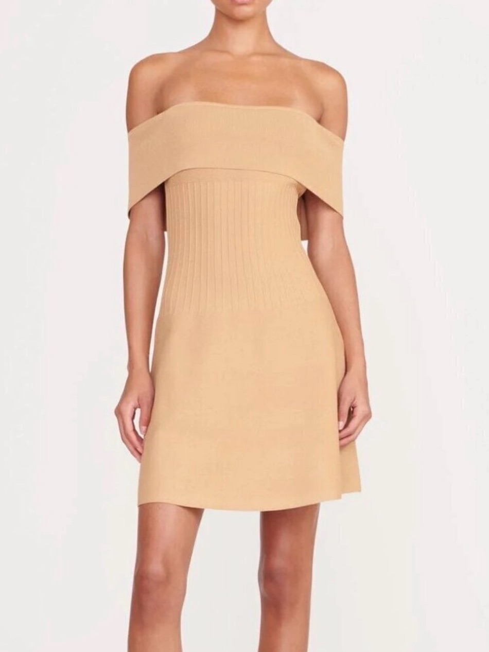 Nwt Staud Mini Artistry Dress In Camel